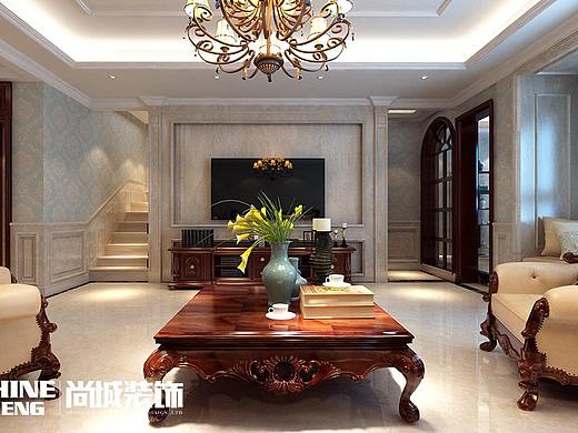 泰安国悦府小区复式户型古典美式风格装修设计效果图