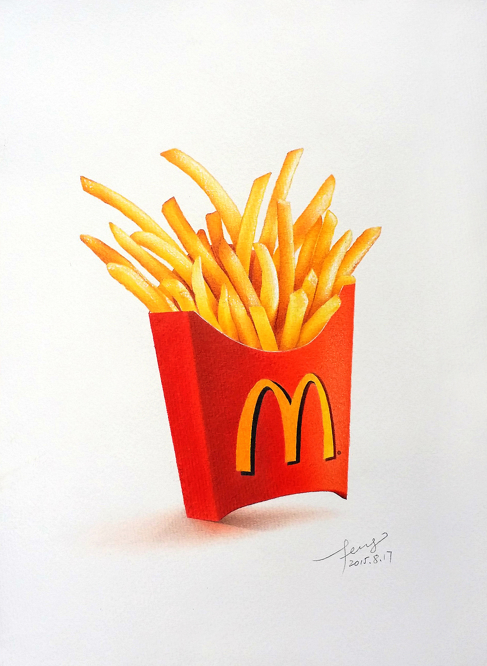 彩铅插画麦当劳薯条附教程