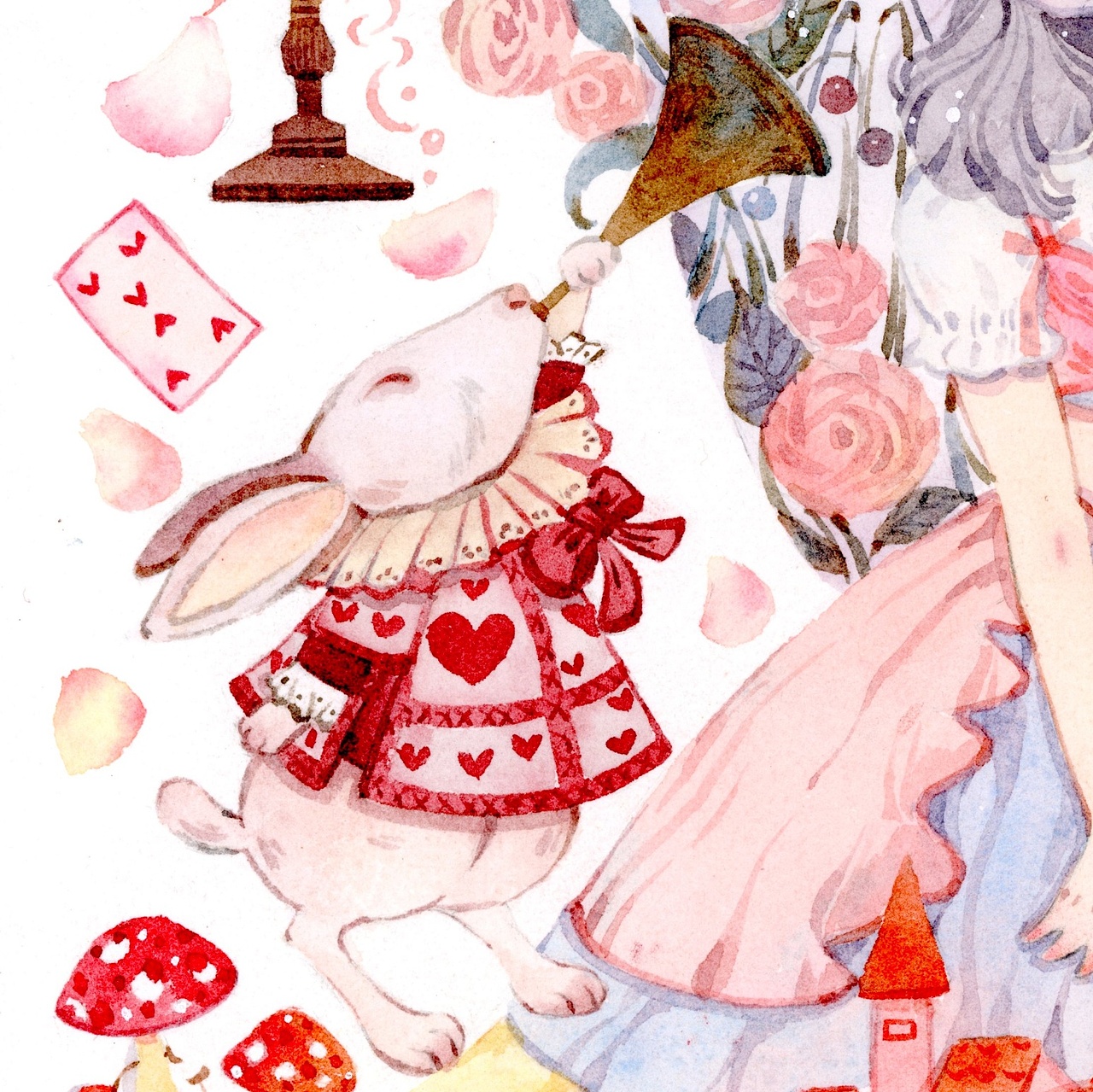 水彩手绘爱丽丝梦游仙境