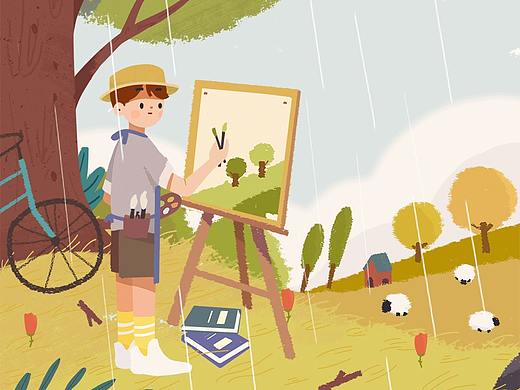 插畫(huà)《戶(hù)外寫(xiě)生》（個(gè)人主頁(yè)-ZNDQyMTY2NjQ=） - 創(chuàng)作習(xí)作 - 站酷設(shè)計(jì)師不伐BF原創(chuàng)素材 - 站酷ZCOOL