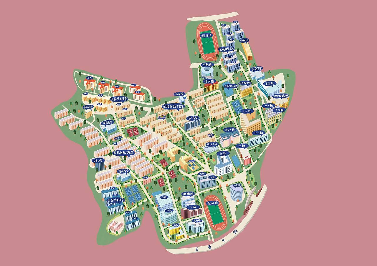 湖南手绘校园地图