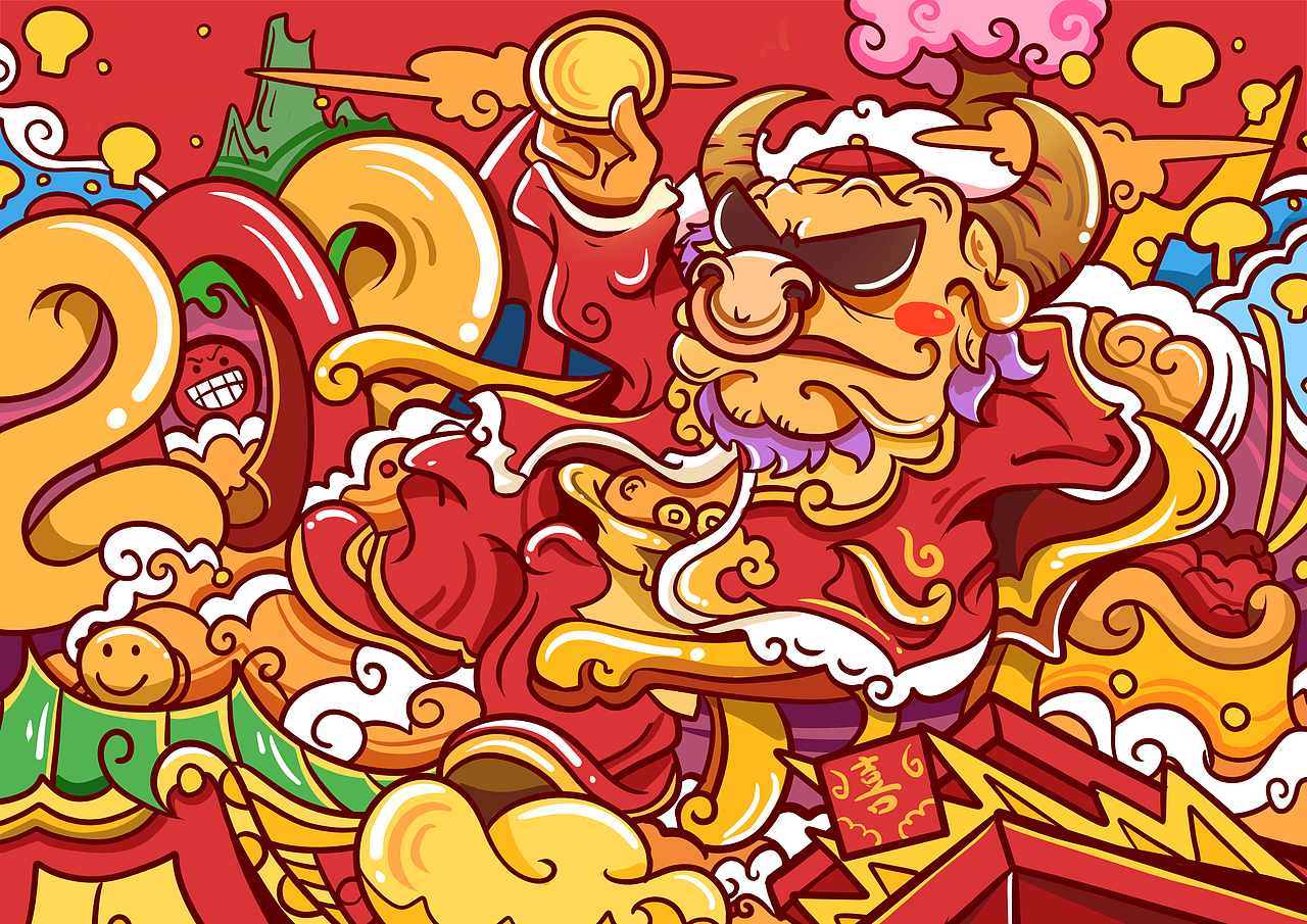 牛年2021（图ZMjMyNDg0MzA0） - 商业插画 - 站酷设计师插画师kuki原创素材 - 站酷ZCOOL