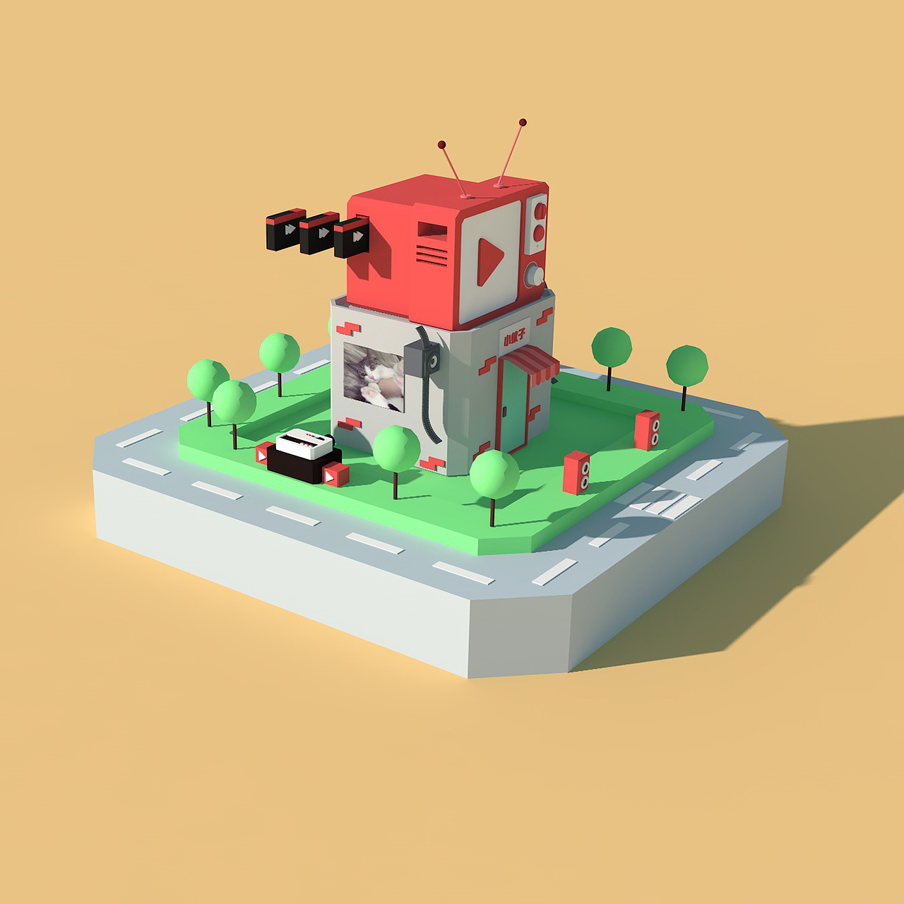 C4D建筑练习（图ZMTY0OTgyNDI4） - 建筑/空间 - 站酷设计师小蚊子要咬人原创素材 - 站酷ZCOOL