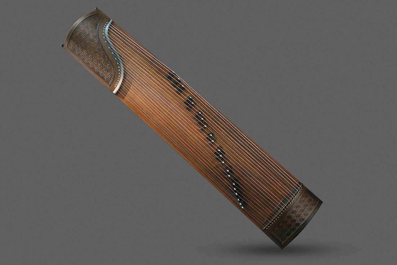 黑檀回纹古筝详情+修图