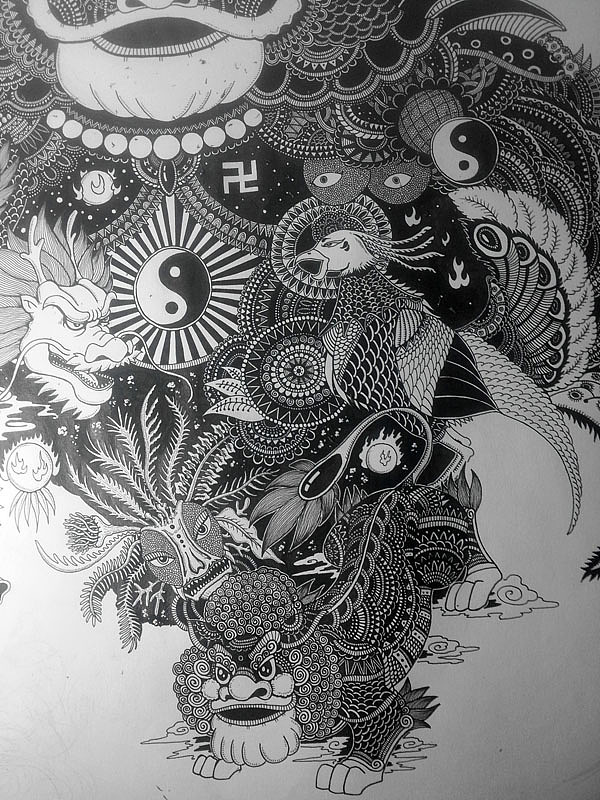 2开大画《最炫中国风》附绘制过程（图ZMTc0MjI3MjQ=） - 新锐潮流插画 - 站酷设计师墩小贤原创素材 - 站酷ZCOOL