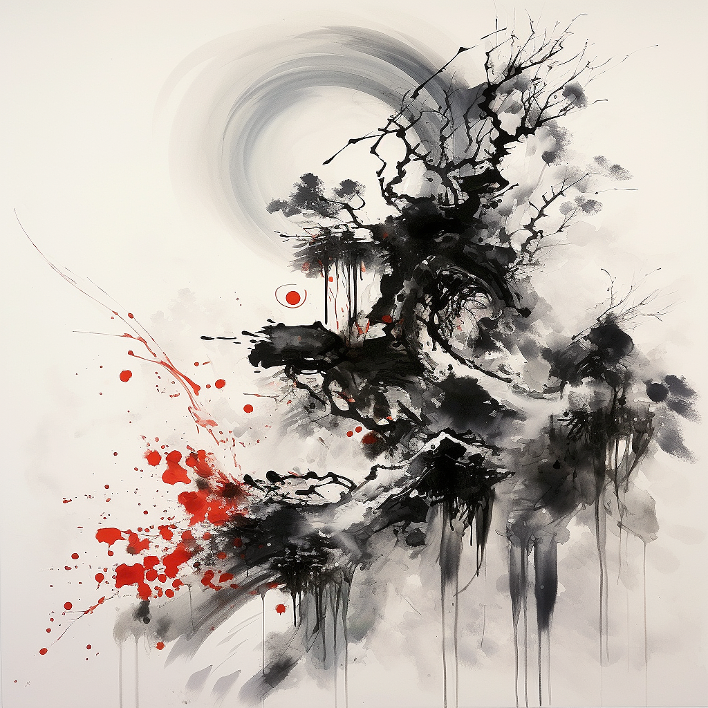 新中式国风小品喷绘作品