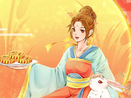 日系人物插画中秋节嫦娥(个人主页-ZNDc4MzUyMzI=) - 商业插画 - 站酷设计师有肺无心原创素材 - 站酷ZCOOL