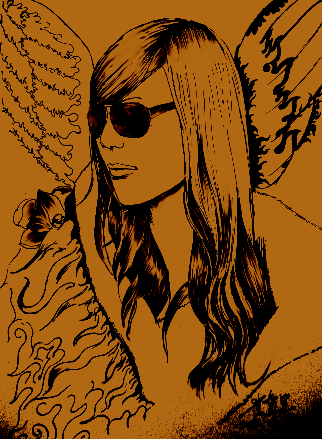 这张是手绘之后,用ps做了一下