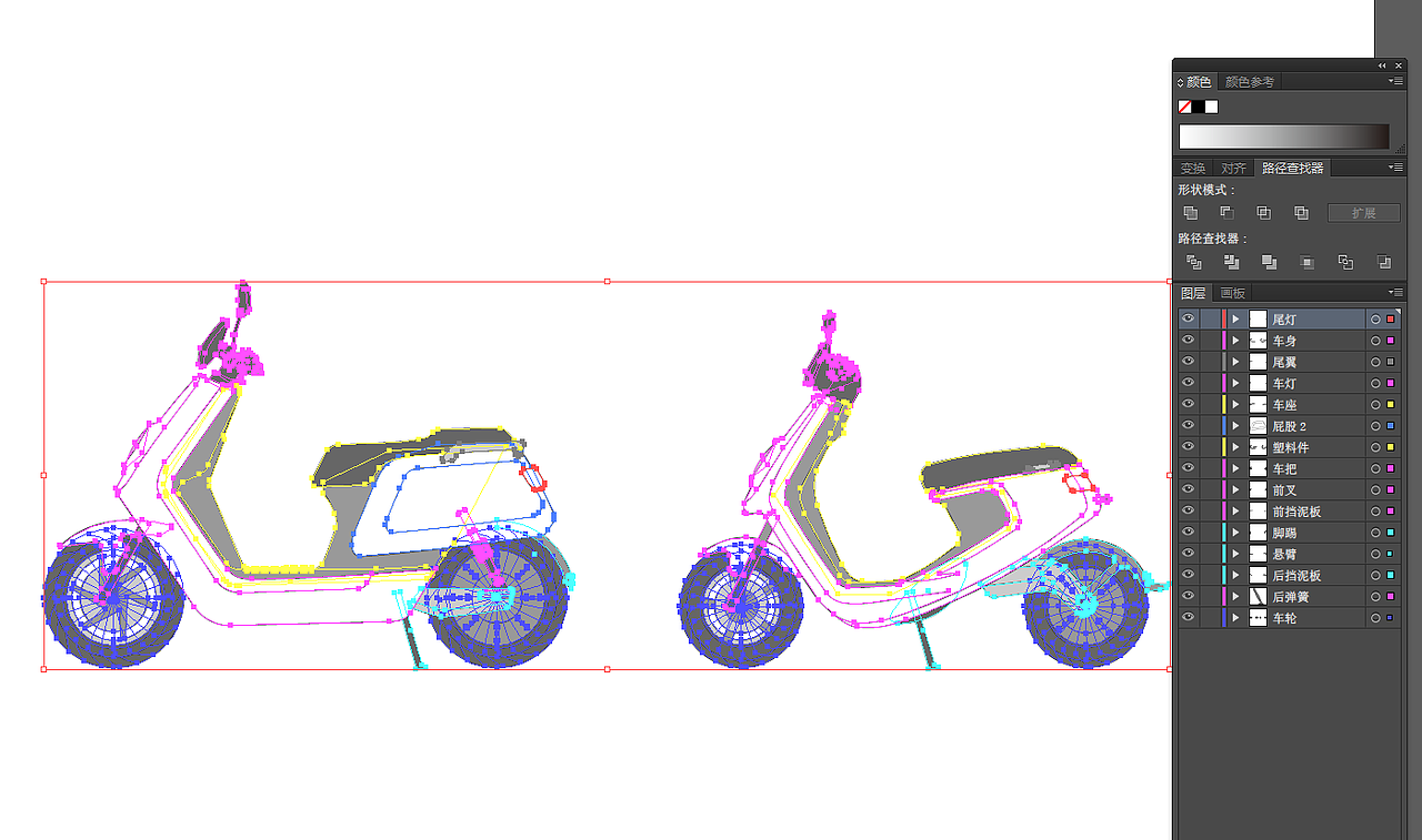 【小牛电动】N1 + M1 illustrator 自画分层稿（图ZNTMyMTU5Mjg=） - 品牌 - 站酷设计师liuluUE原创素材 - 站酷ZCOOL