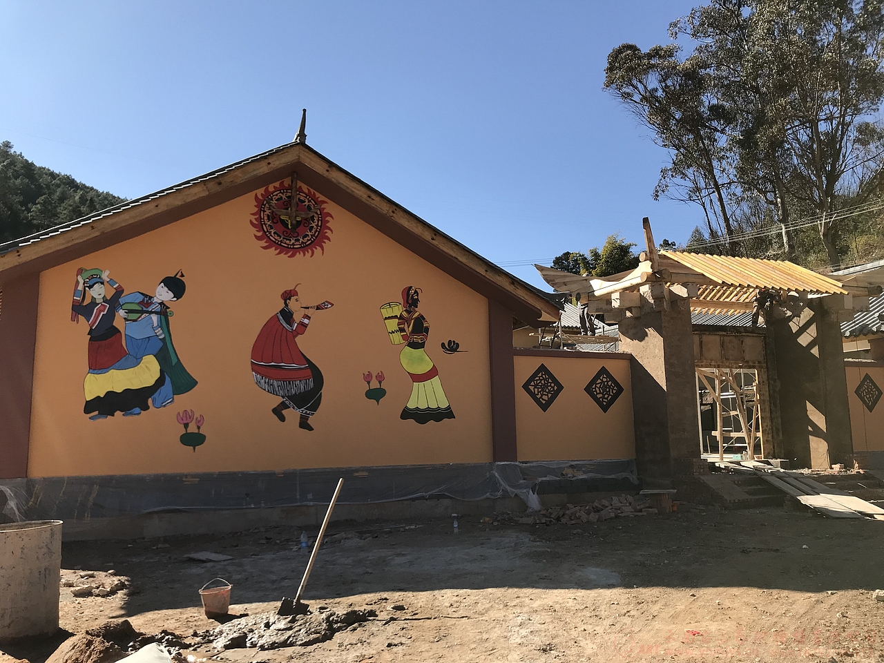 云南/墙体彩绘/背景墙仿古墙文化墙/壁画/城市艺术景观