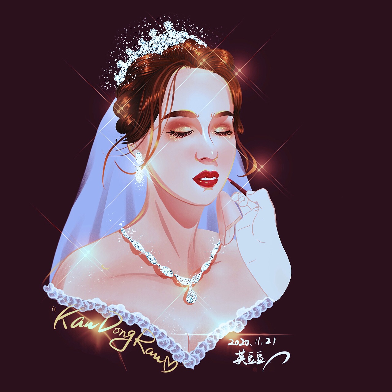 头像系列之 新娘96|插画|商业插画|英豆豆 - 原创作品 - 站酷