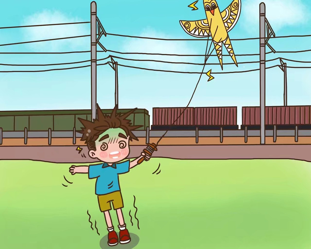 铁路供电系统路外安全宣传漫画（图ZMjQ3MDk5ODg4） - 单幅漫画 - 站酷设计师白桃小钻风原创素材 - 站酷ZCOOL