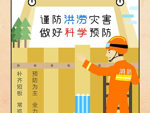 科学预防洪涝灾害宣传画