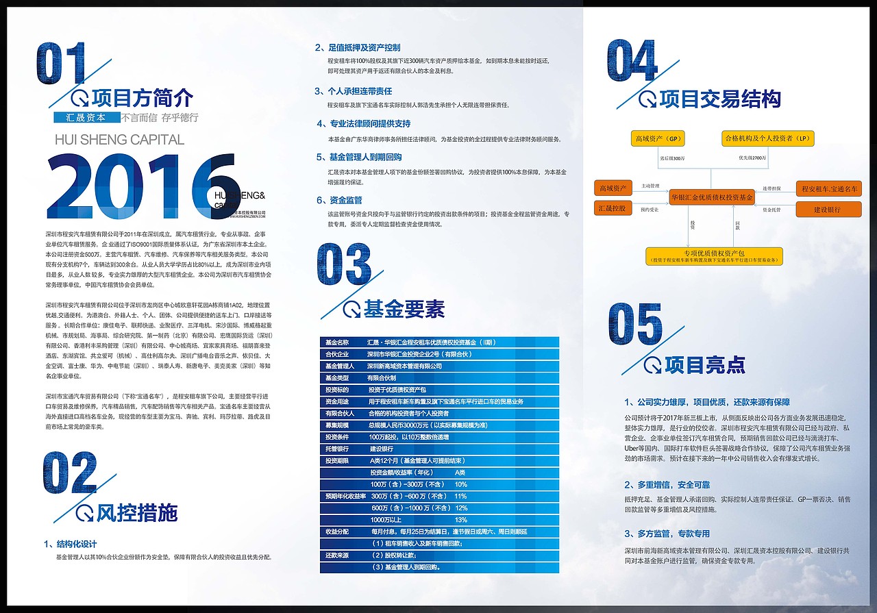 汇晟资本租车宝基金壹号产品三折页