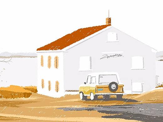 一组老爷车平面风景