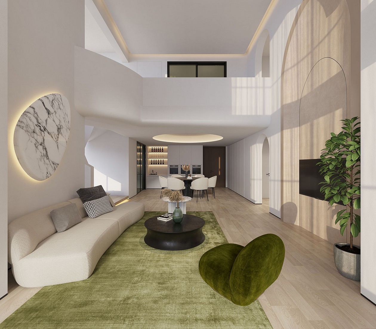 现代挑空别墅。去除过多装饰，让空间结构的记忆点高于（图ZMjQ3NDcyMTA4） - 家装设计 - 站酷设计师张美丽效果图原创素材 - 站酷ZCOOL