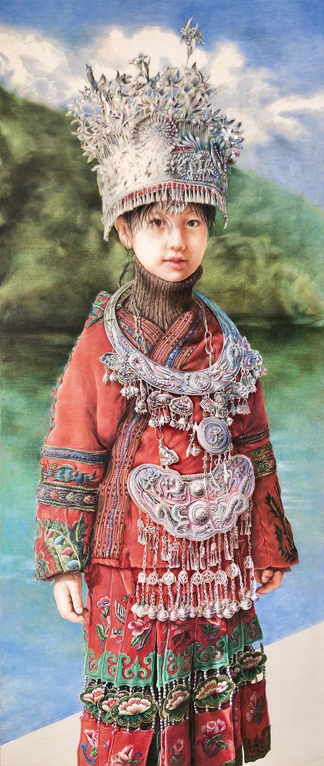 彩铅作品苗族服饰裴佳欣