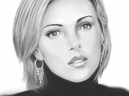 手绘.查理兹塞隆