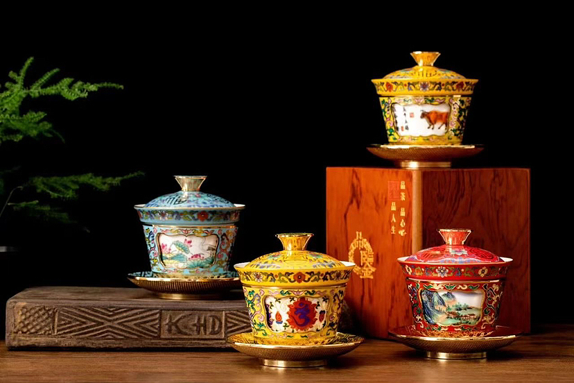 珐琅双绝：转心杯：转心盖碗13718748166