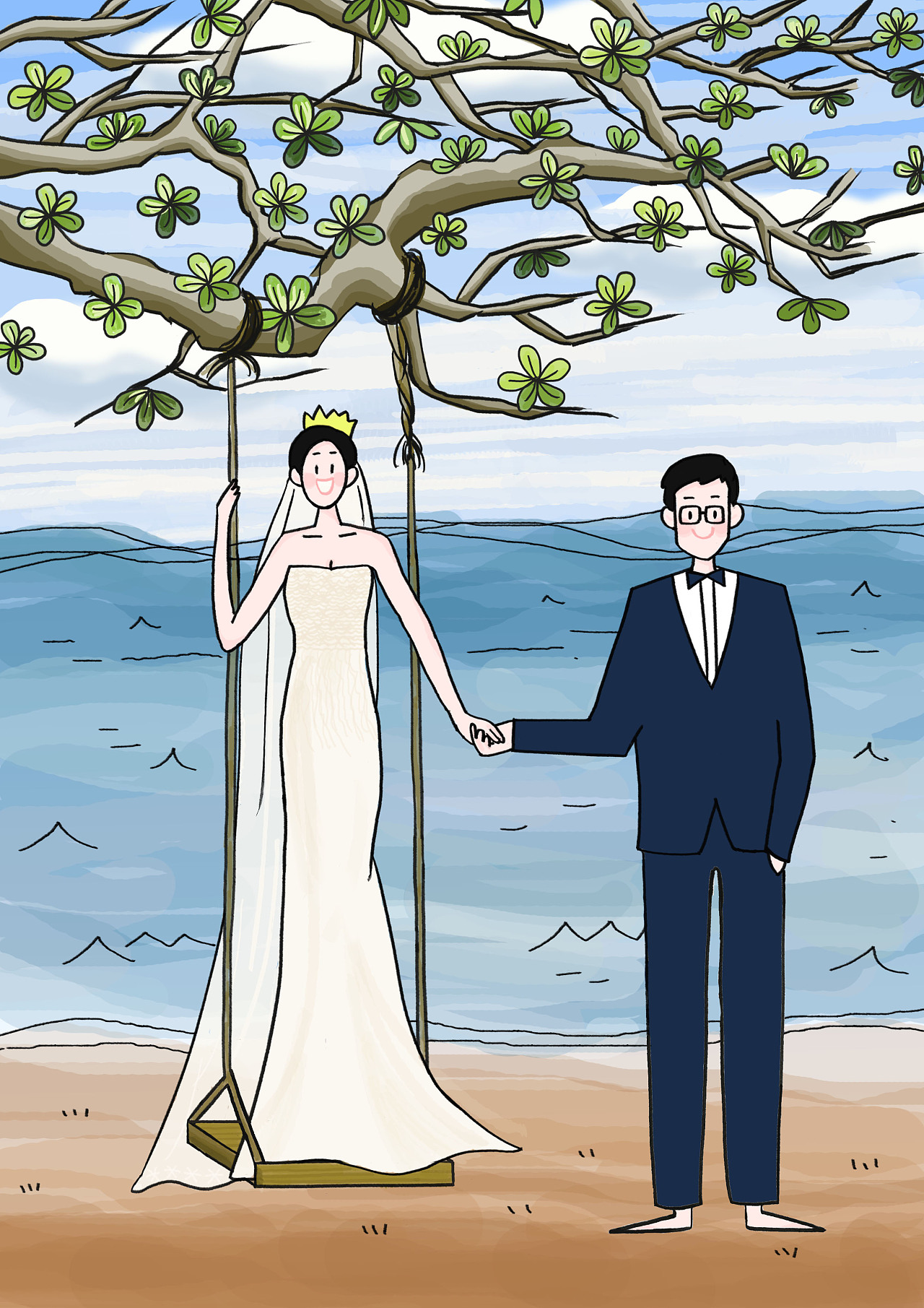海边婚礼插画no.