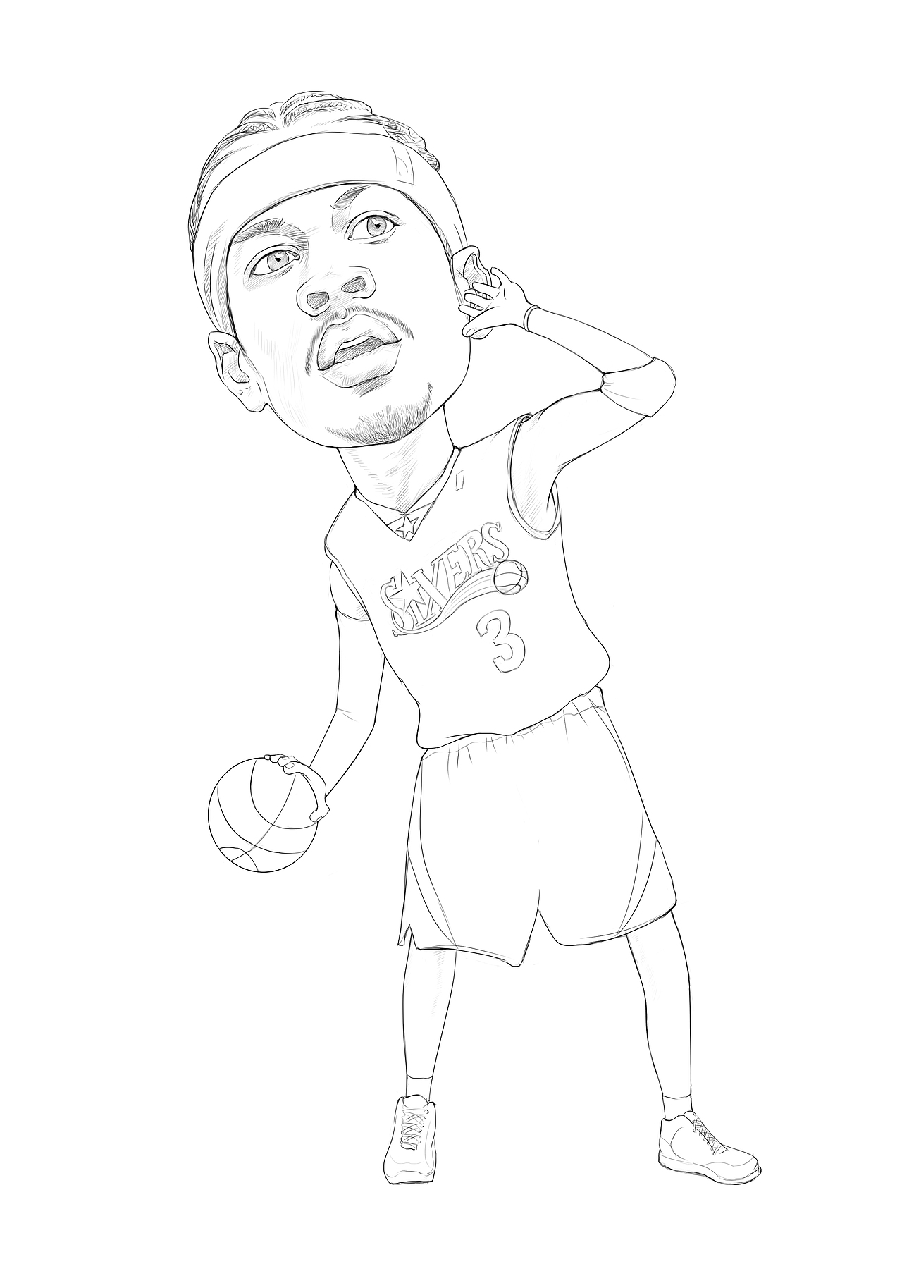 写实卡通手绘版阿伦艾弗森alleniverson