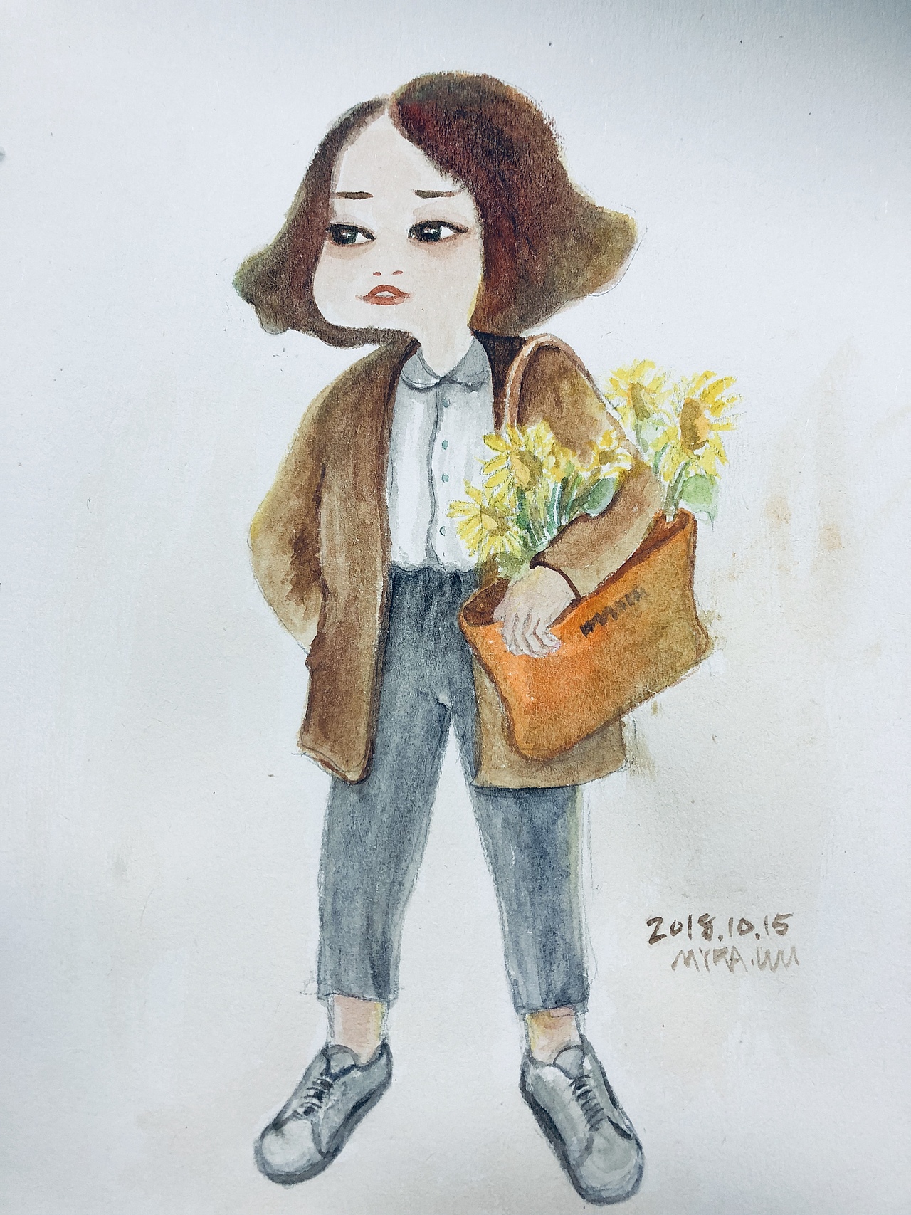 秋季水彩小图几张