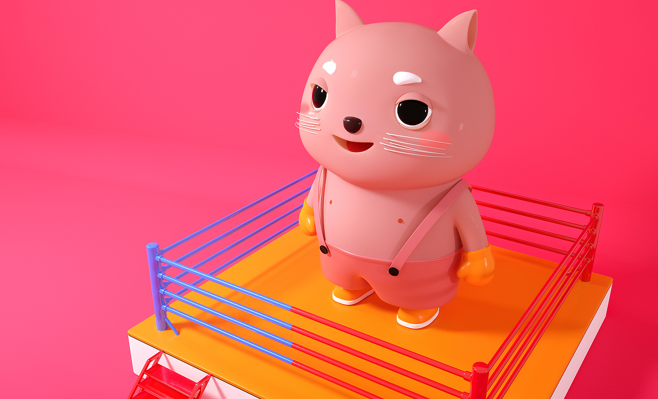 拳击台上的大脸猫