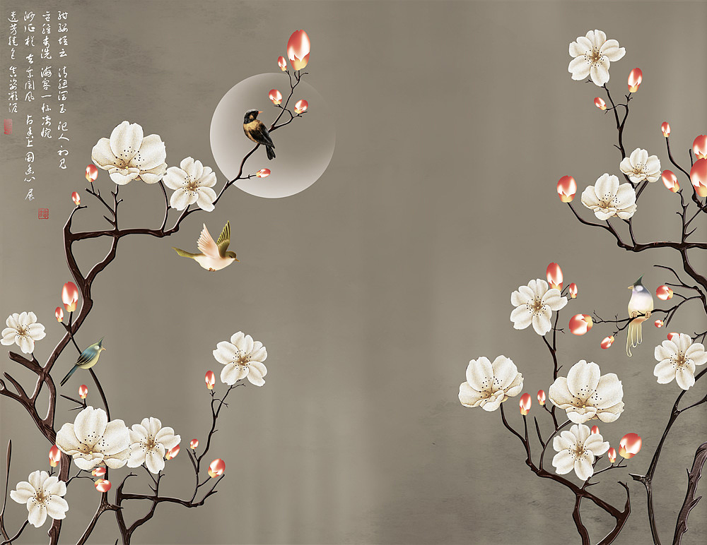 2022花鸟（图ZMjc2NzAzODQ0） - 商业插画 - 站酷设计师新中式纱画图库原创素材 - 站酷ZCOOL