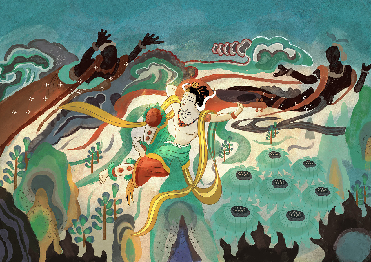 万物皆可敦煌 / 盛唐敦煌 |插画|商业插画|呱呱混 - 原创作品 - 站酷