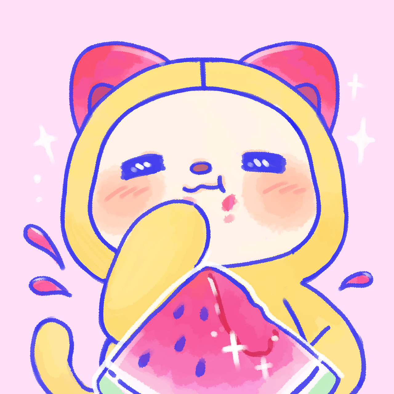 夏萌猫手绘夏日清凉头像