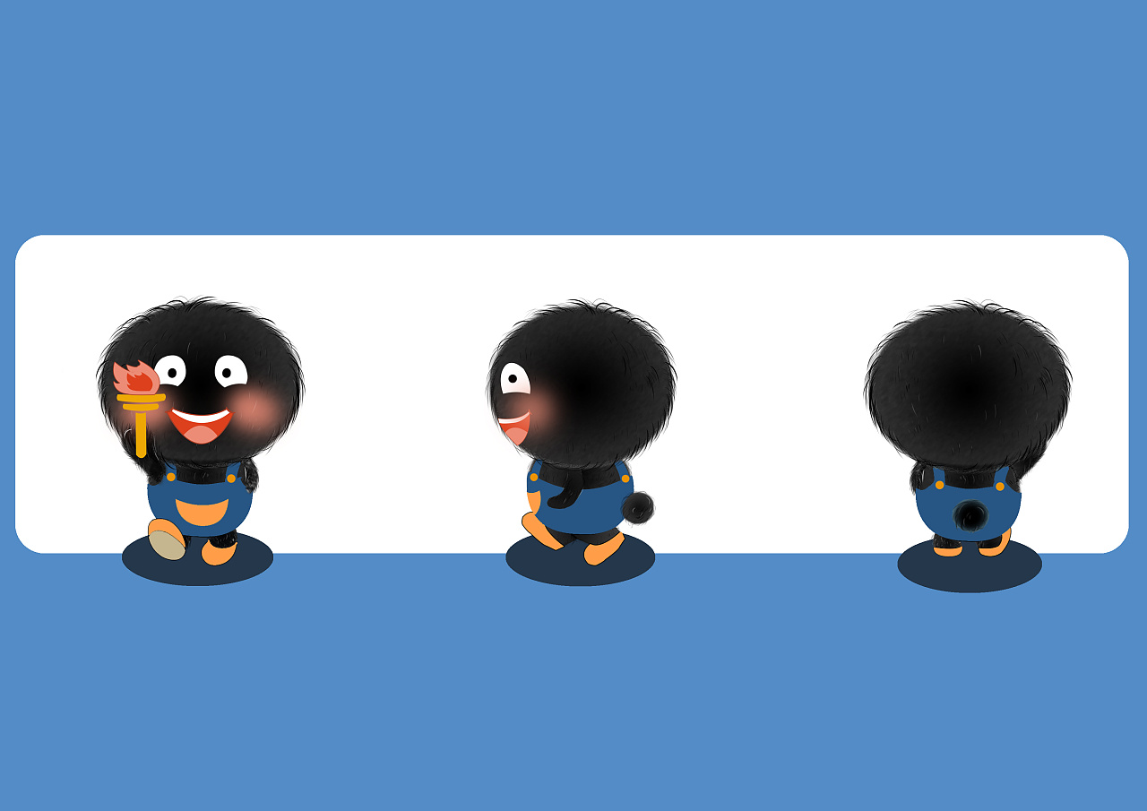 吉祥物三视图插画