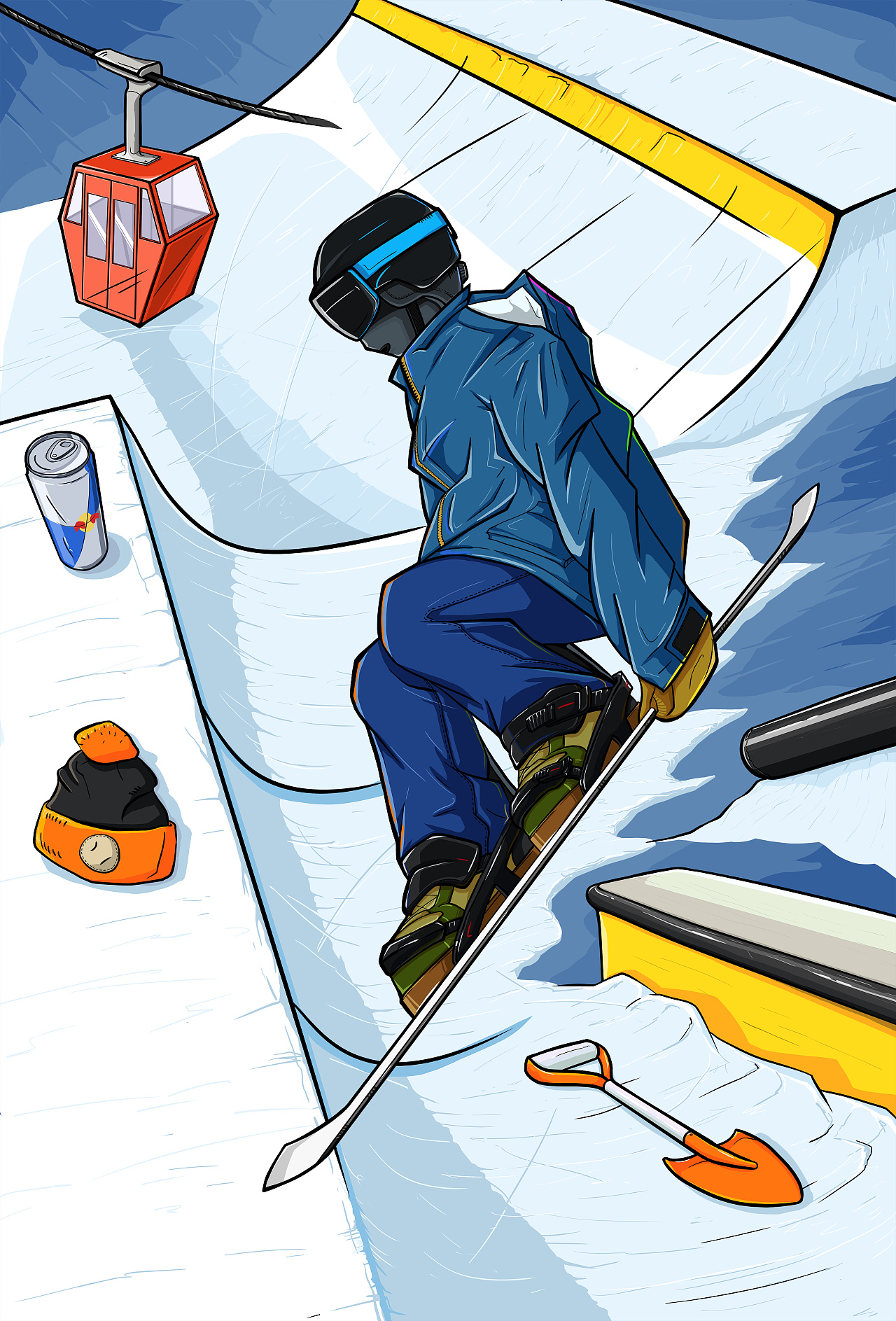 滑雪|插画|商业插画|tiddlerwater - 原创作品 - 站酷 (ZCOOL)