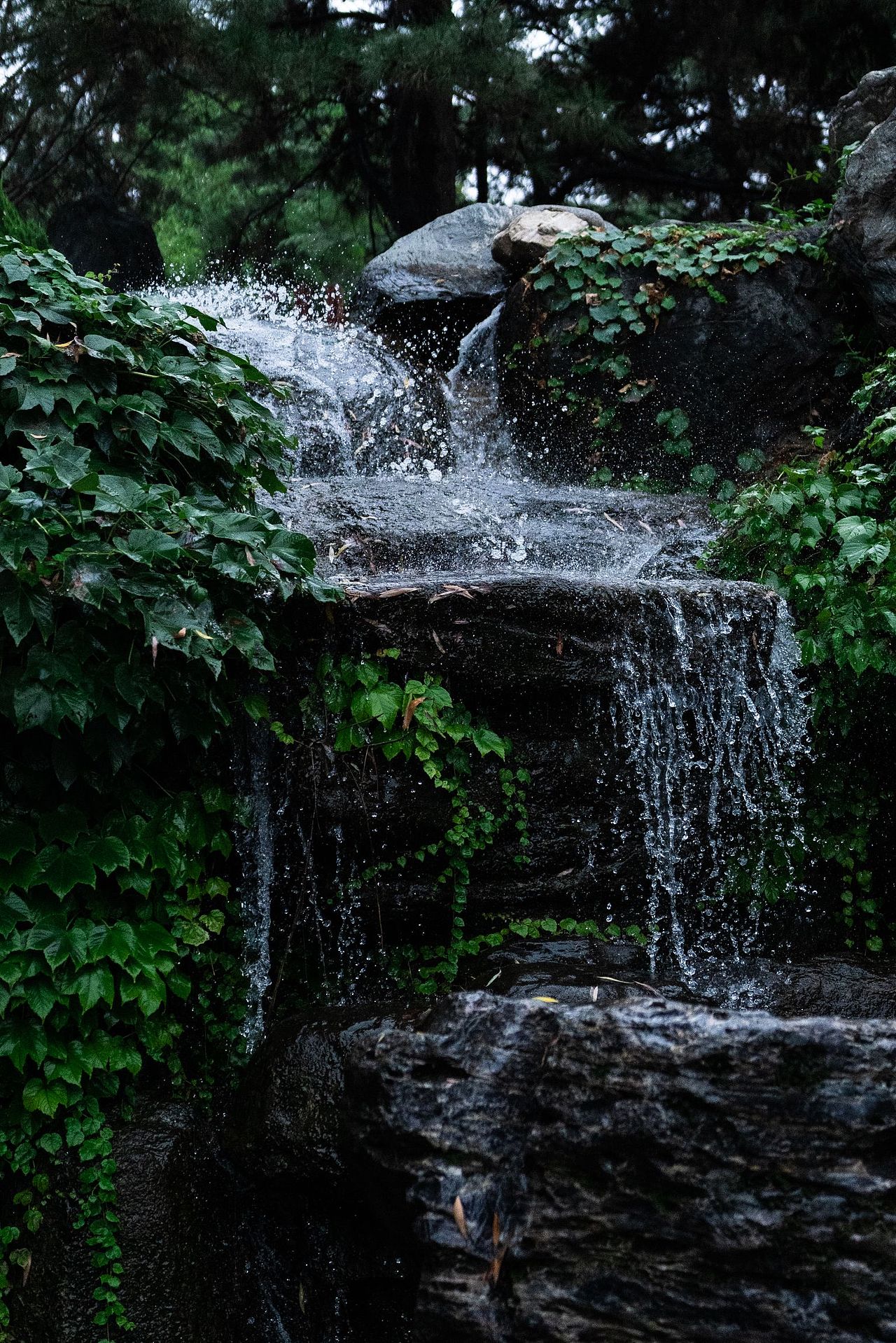 暗绿色调——小溪,水珠