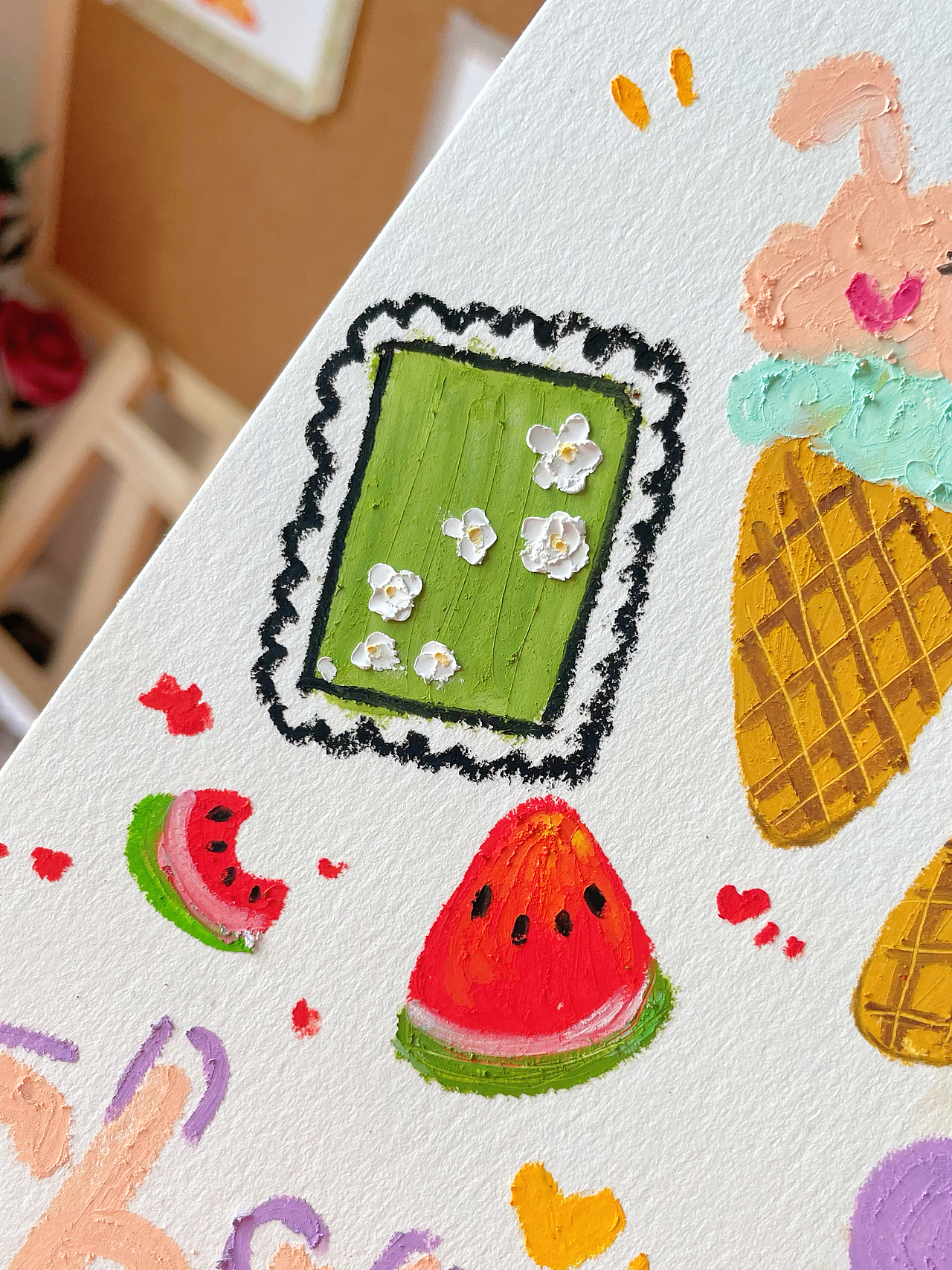 油画棒涂鸦•六一贺卡