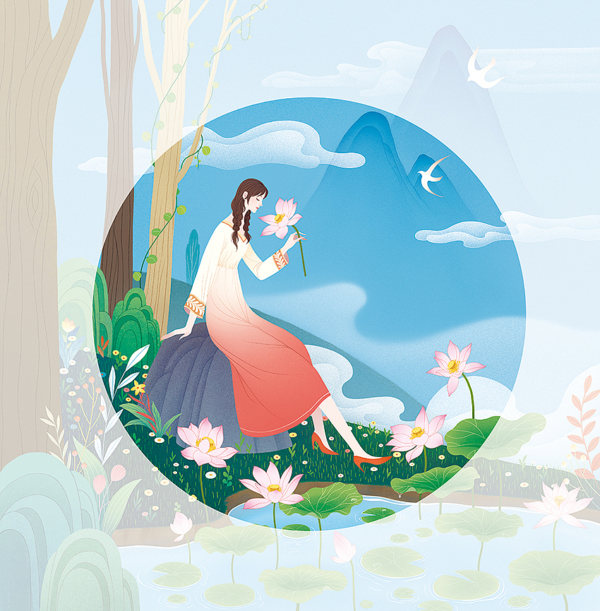 百雀羚“小幸韵”系列面膜插图（图ZMTIwMjMwNjA4） - 商业插画 - 站酷设计师雪鱼原创素材 - 站酷ZCOOL