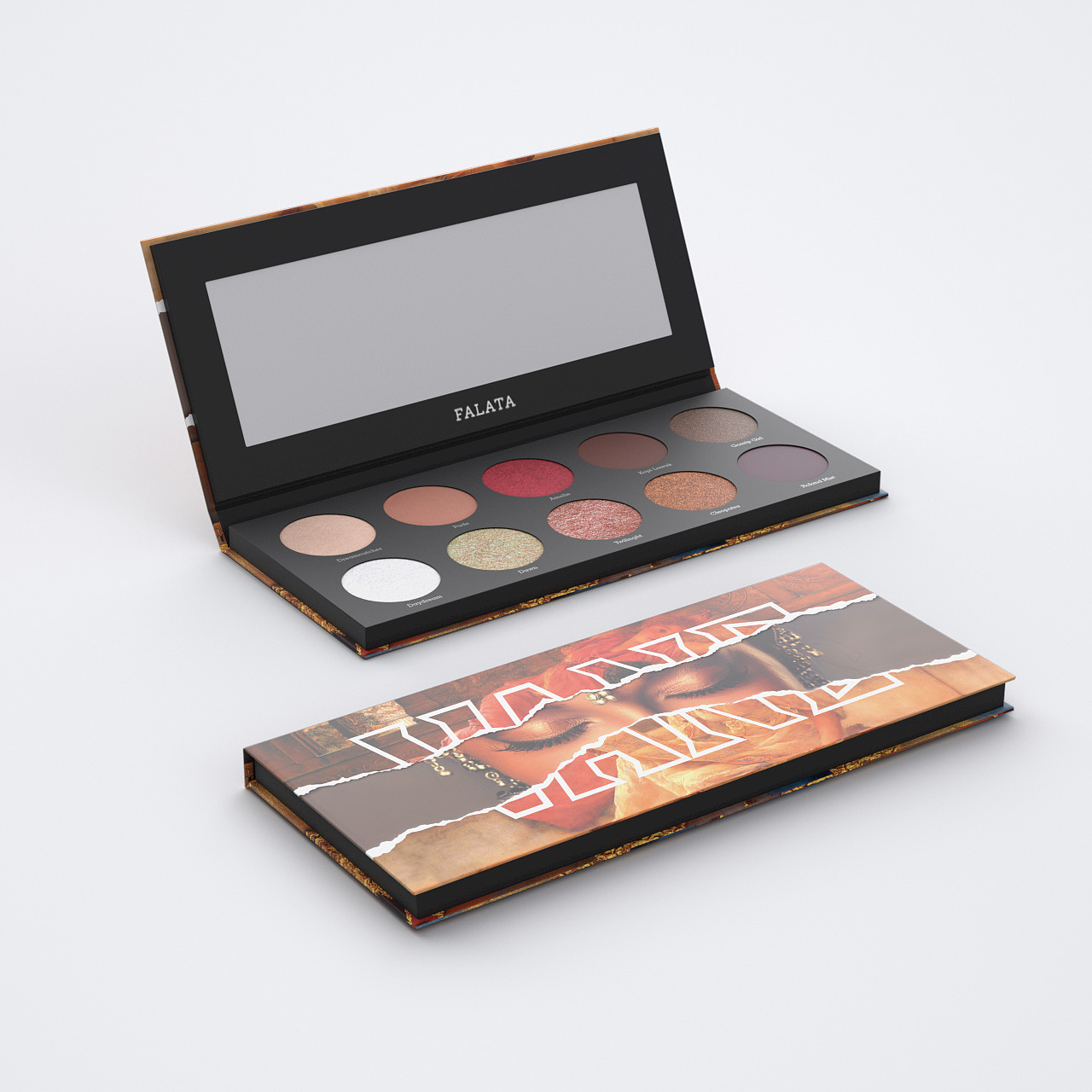 彩妆眼影盘c4d建模白底渲染