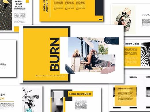 极简时尚拼接欧美杂志风画册通用Keynote模板