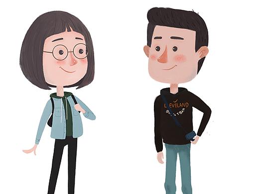 小情侶（個人主頁-ZMzE2NDI1NDA=） - 兒童插畫 - 站酷設(shè)計師Cactus戒子原創(chuàng)素材 - 站酷ZCOOL