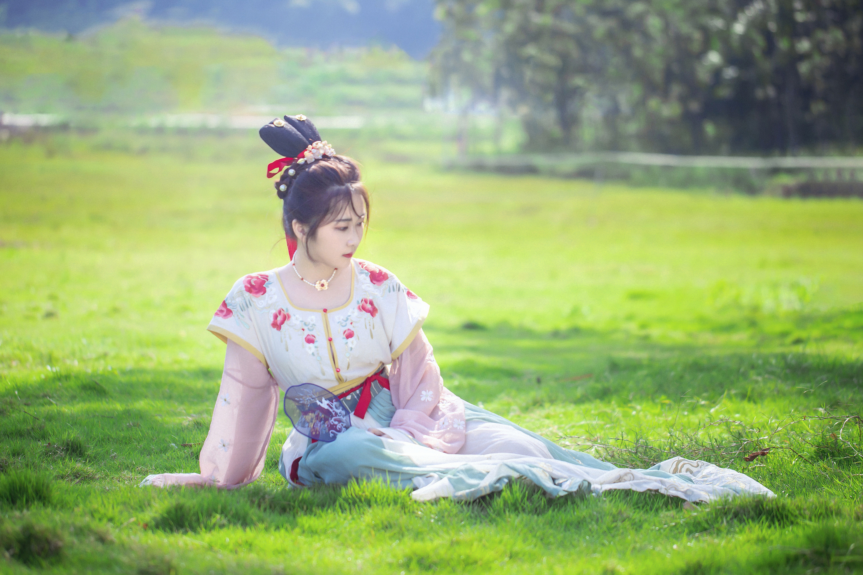 唐制坦领襦裙汉服女子写真|摄影|人像摄影|同同蟑螂娘娘_原创作品