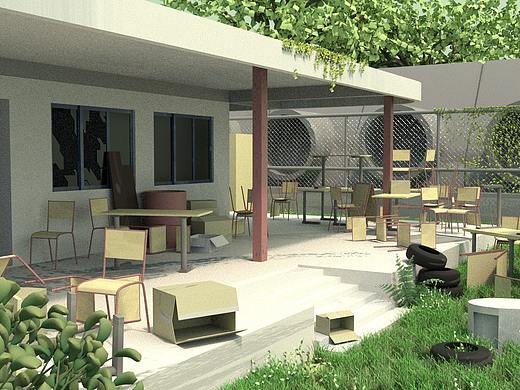根据网图3d荒废教室前建模-arnold渲染