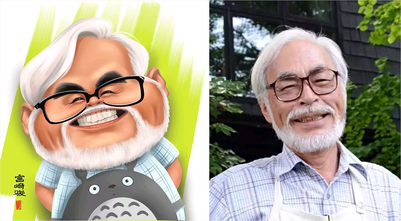 动画大师宫崎骏肖像漫画