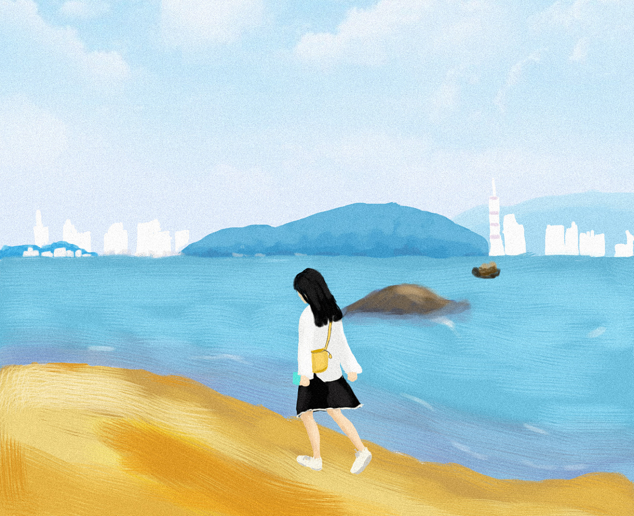 清早的海边,清新的空气|插画|其他插画|jancy1009 - 原创作品 - 站酷