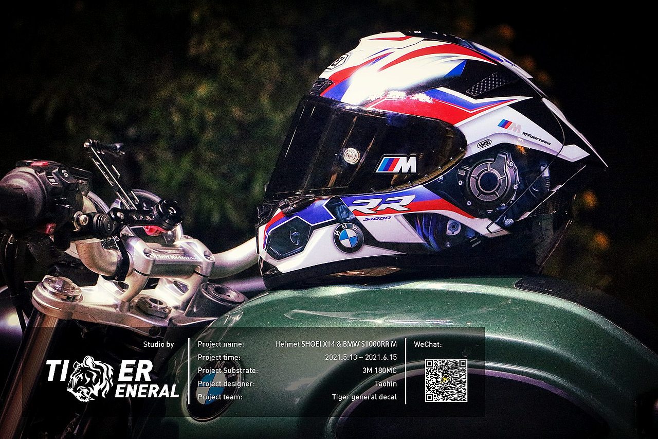 头盔涂装｜SHOEI X14 宝马摩托车机车 S1000RR M 涂装（图ZMjc1OTI5MTc2） - 手办/模玩 - 站酷设计师虎将贴花原创素材 - 站酷ZCOOL