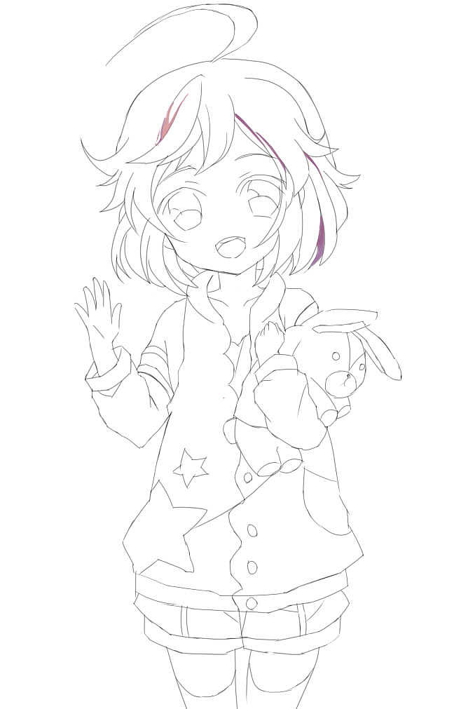 线稿/ br>由于第一次绘画,花了好多时间在画线稿上,不断的练习线条的