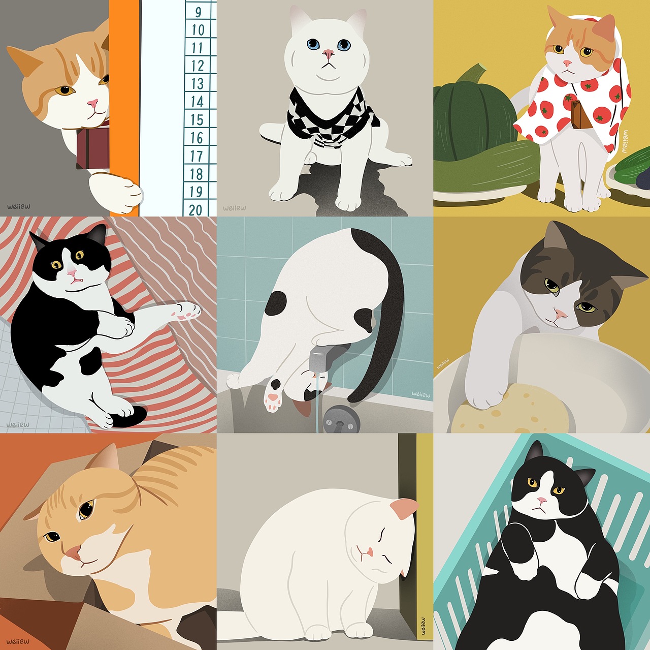 2021画的猫（图ZMjgzNTE3MTEy） - 艺术插画 - 站酷设计师童壮壮weiiew原创素材 - 站酷ZCOOL