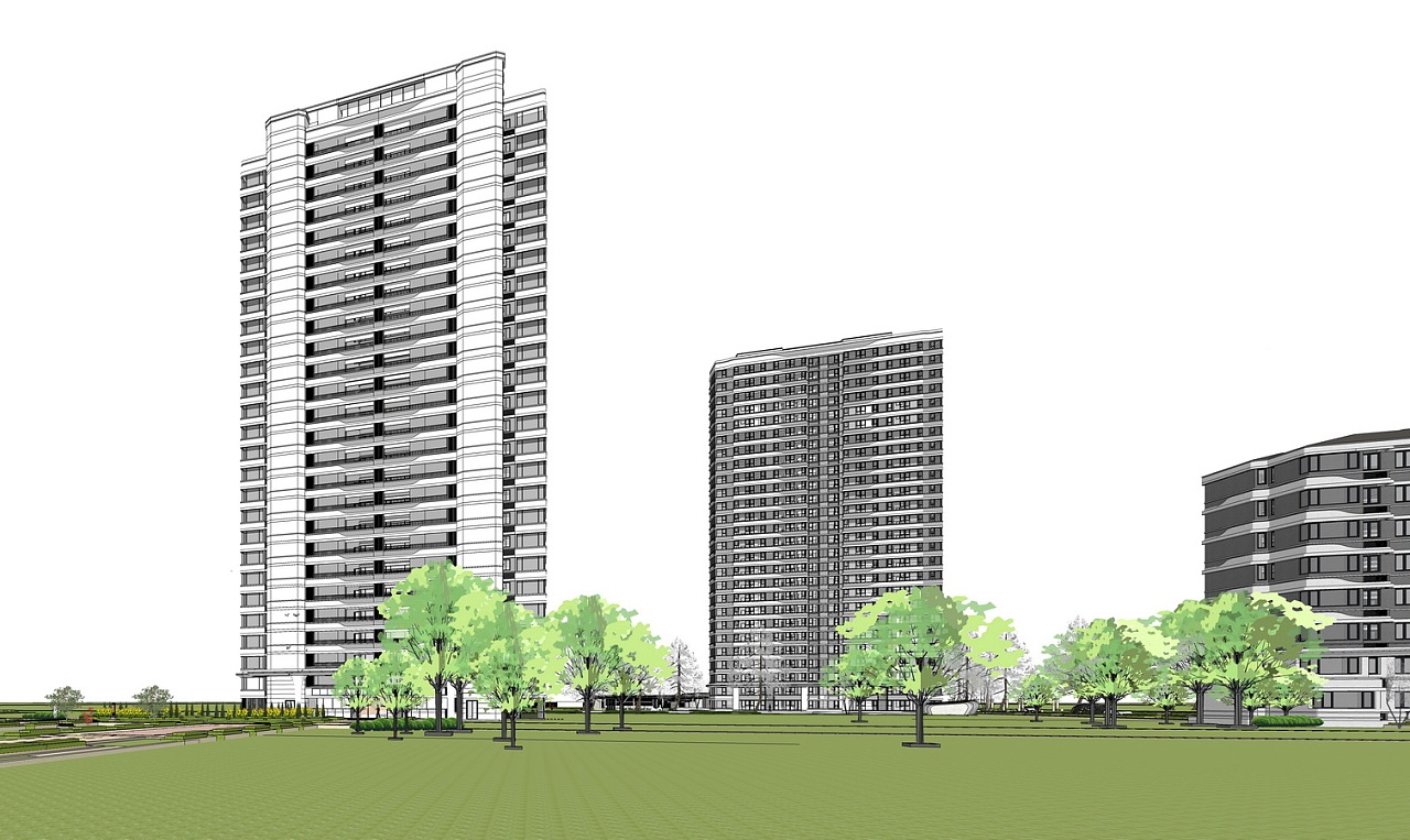 现代高层住宅su模型下载|空间|建筑设计|素模网 - 原创作品 - 站酷