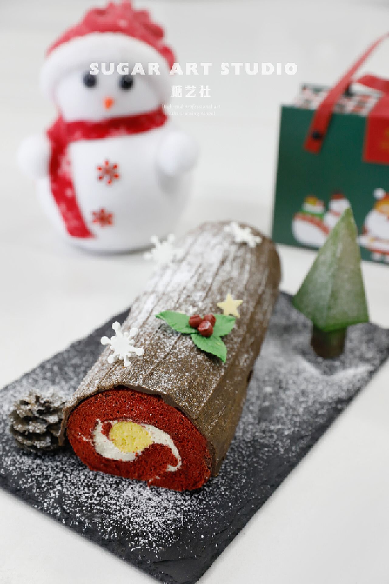 圣诞节系列美食-圣诞树桩蛋糕卷_糖艺社-站酷ZCOOL