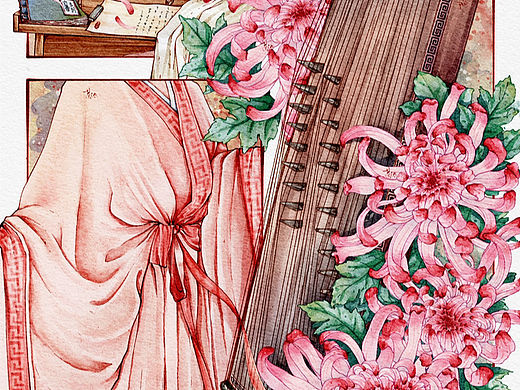 分镜插画｜十二月花神之九月菊花