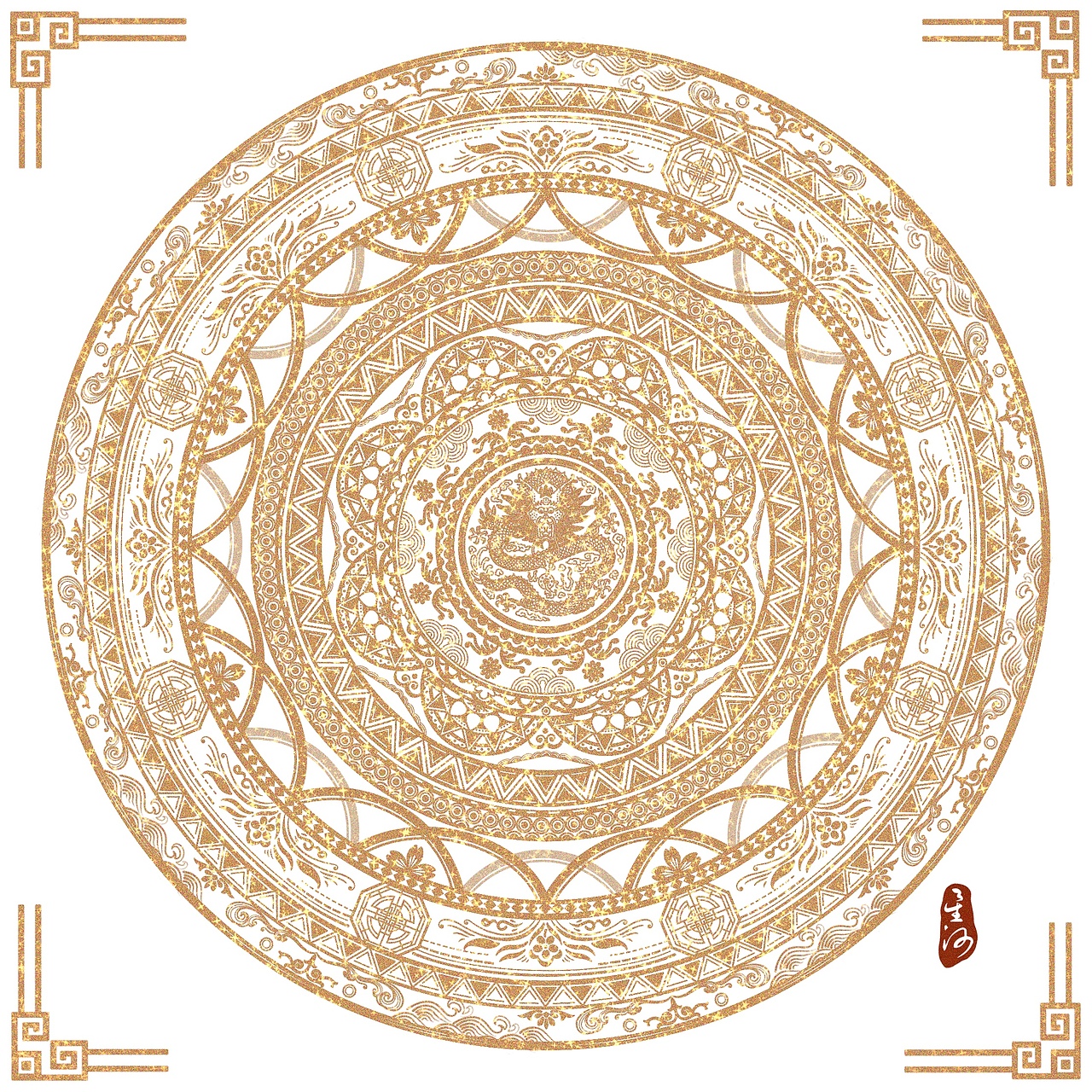 个人原创圆形中国传统纹样