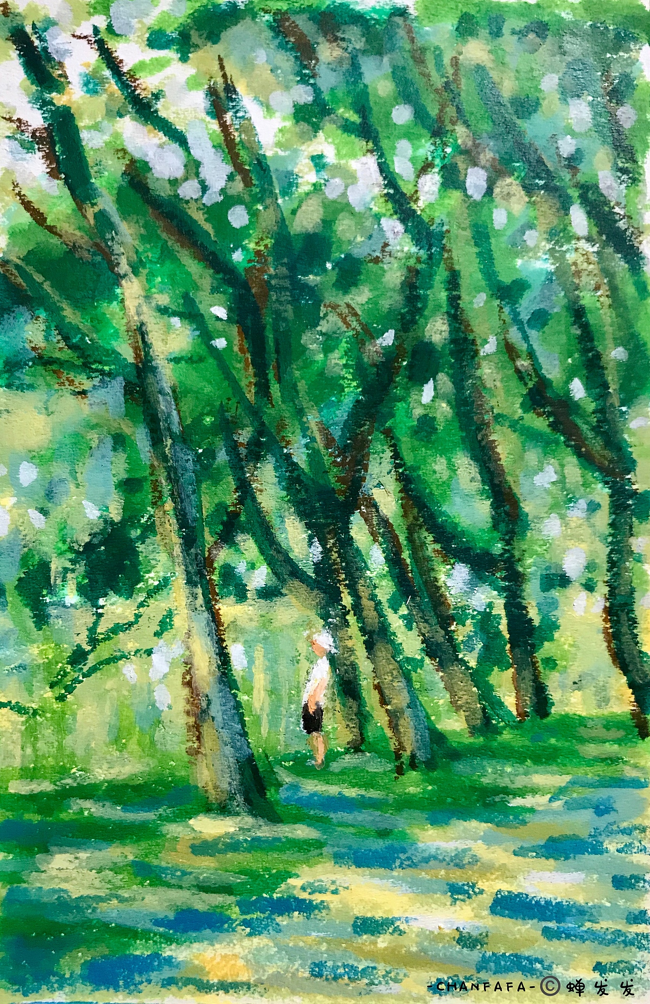 手绘 水粉棒 夏日风景|插画|艺术插画|蝉发发发_原创作品-站酷zcool